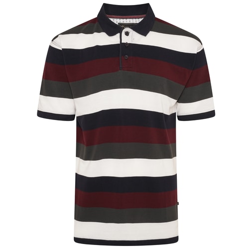 KAM Yarn Dye Stripe Pique Polo Burgundy